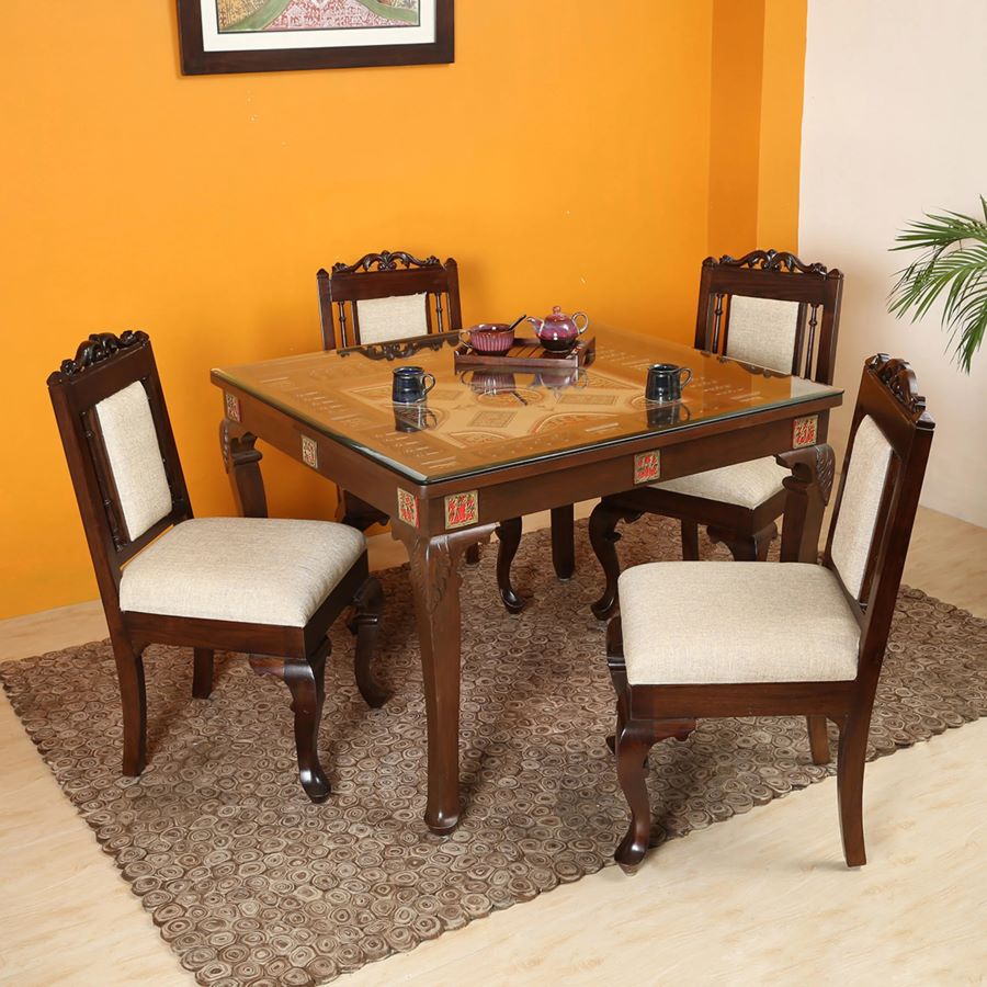 Timeless Beauty: Teak Wood 4-Seater Dining Table – Gather in Style