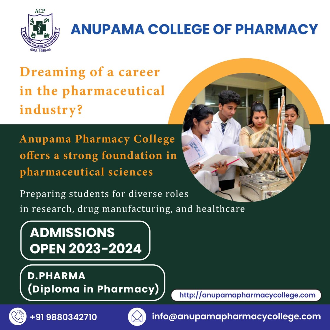 Anupama College of Pharmacy – Top Ranked Best D Pharmacy College in Bangalore