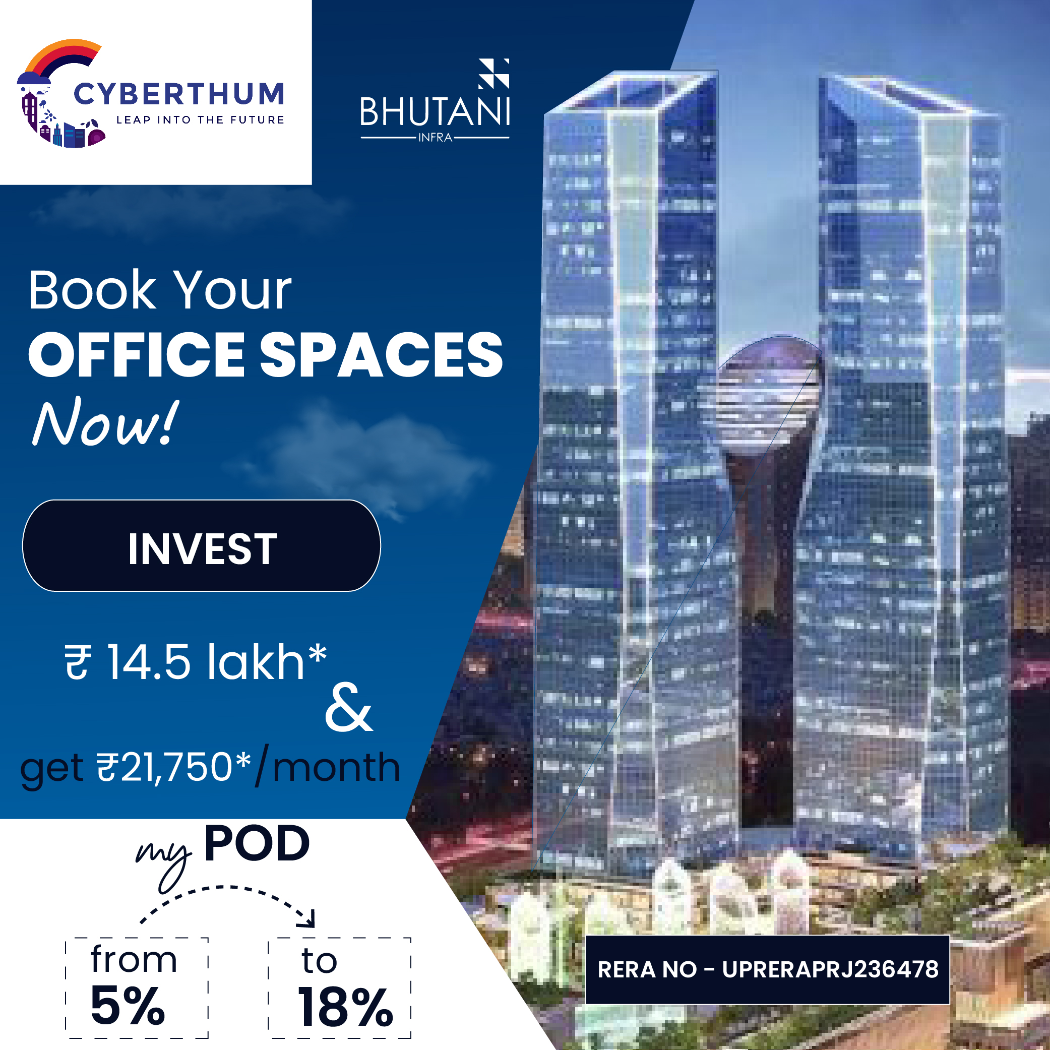 Prime Commercial Hub Office Spaces for Success By Bhutani Cyberthum
