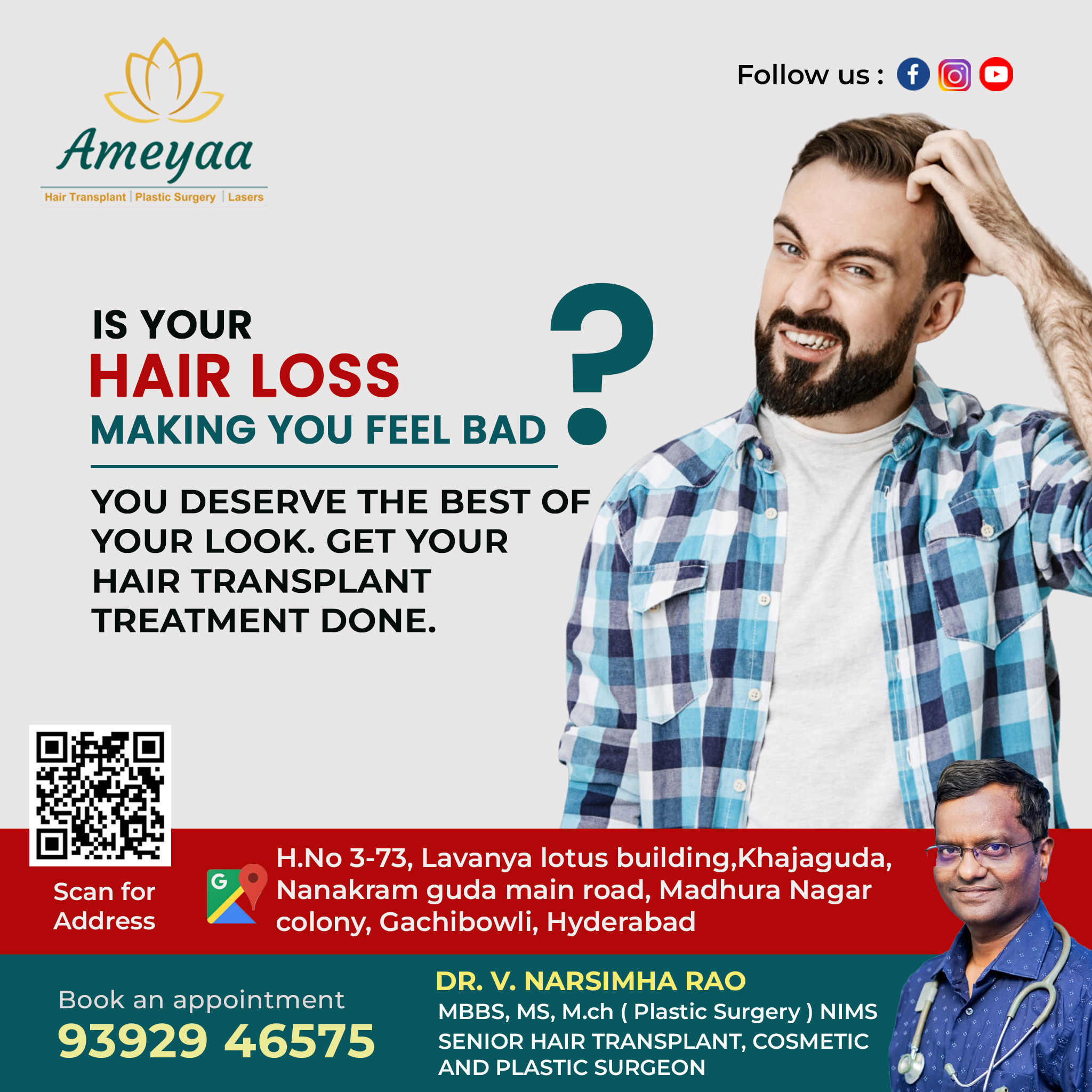 Hair transplant | plastic surgery | Gachibowli | Hyderabad – Ameyaa centre