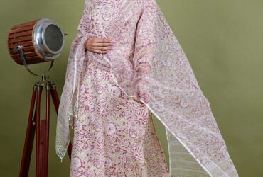 Floral Print cotton Kurta Set, Mul Chanderi 2 Piece Kurta Set, Mul Chanderi fabric women dress