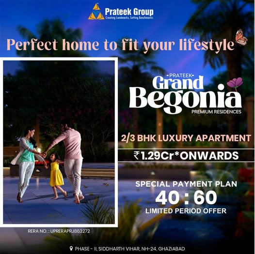 2 BHK Luxury Apartment in Siddharth Vihar – Prateek Grand Begonia